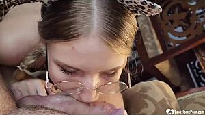 cutie with glasses does she devour your big cock like a pornstar
