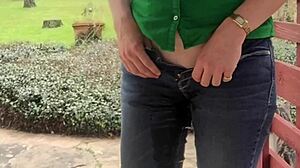 On St. Patrick's Day, she changes clothes and soaks her jeans outdoors