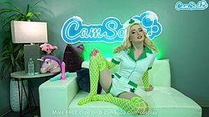 hot blonde teen cosplays as nurse on camsoda, using sex toys subtly