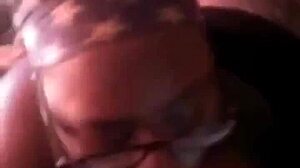 Texting boyfriend while gagging on a huge cumshot from big black cock.