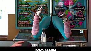 Exsmall 18+ Gamer Megan Marx Plays Pinball and Gets Fucked