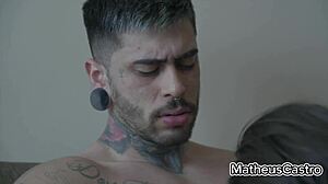 Lady Milf Brunette Blowjob Bodybuilder