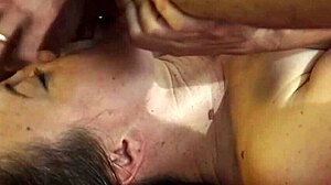 French slut in leather fucks doggystyle