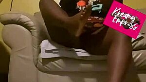 hot ebony milf submits to kinky bdsm while licking honey off feet