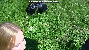 That blonde in pantyhose fucking in the park right in front of everyone