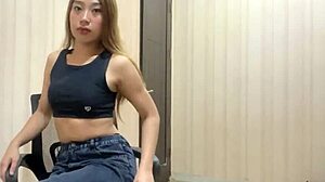 Sexy mistress dominates slave with smoking and foot worship fetish