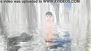 Anime girl Leo tries mixed bathing in a secret hot spring without a towel