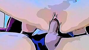 Cartoon meteflix turns into thick cock in tight pussy