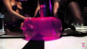 Hot Babe with Huge Tits Slides Dildo into Tight Lesbian Pussy  