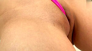 yuuri in high-leg swimsuit spreads wide showing her shy pussy look look!