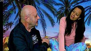 Dreaming of cumming white Christmas with Agarabas and Olpr in outdoor public voyeur close-up