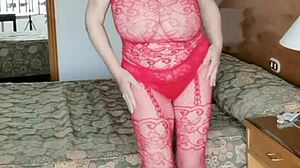 Look at those huge natural tits bouncing in stockings!