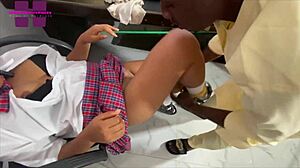 I use my big cock to clean her pussy before fucking and cumming on her big ass