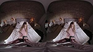 In dark room vr, she earns freedom by sucking and fucking hard