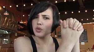 sexy brunette in risky public nude caught interview 😲