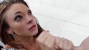 sloppy redhead teen 18+ face fucked and deepthroated on big cock