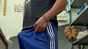 Young Mexican Behind Scenes in Grocery Store