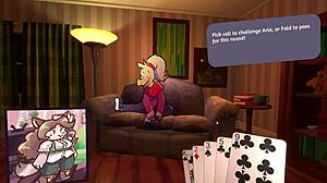 Two Chicks Play Poker in Furry Strip Tease