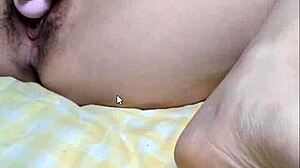 asian babe with big tits masturbates wet pussy using toys, feels so good