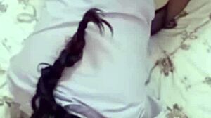 Young Asian girlfriend bent over in doggystyle with wet pussy