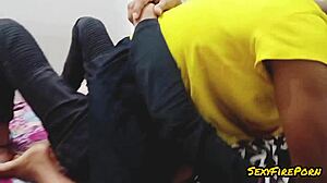 Amateur couple engages in intense anal fucking