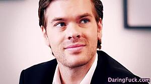 gorgeous euro maid in uniform did you jizz on her big tits in threesome