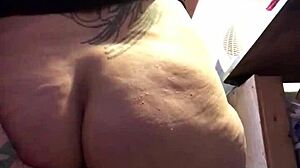 Chubby BBW friend stretches her big fat ass for huge toy. She engages in anal sex and masturbation.