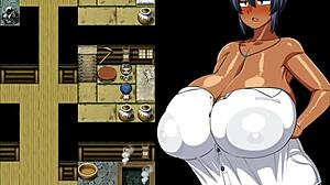 Tanned girl Natsuki is fucking all her village sex friends with anal and pussy creampie in this hentai game