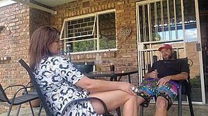 Feeling so hot after mutual masturbation with neighbor’s wife outdoors