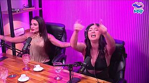 blonde girl strips naked in the studio