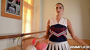 Gym Brat Cheerleader Sensual Jane Fucks Herself At The Gym