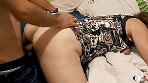 1833 - French Amateur Slut Clothed In A Black White Fuck White Satin Panties Fuck Doggystyle