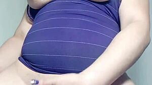 Unsatisfied neighbor masturbates for me, promising bareback cum inside.