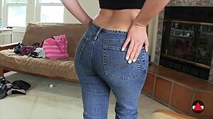 Milf Babe Teases In Tight Jeans Fetish Scene With Big Ass