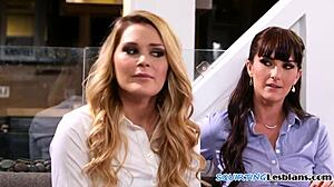 Milf in stockings enjoys lesbian threesome