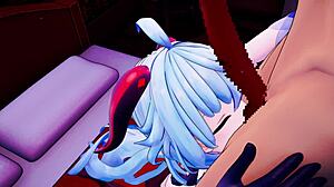 genshin ganyu gets petting in 3d hentai animation