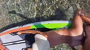 couple experiences intense anal orgasm on sup board in wild hardcore sex