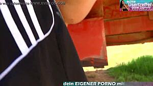 german thin amateur milf receives outdoor anal standing pov small tits narrow ass