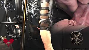 Mistress on sex swing black gothic style