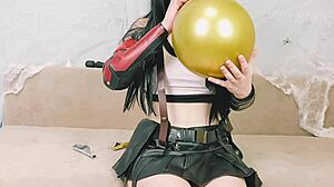 Tifa Lockhart's naughty balloon-popping session in cosplay attire