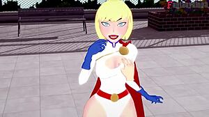 3D animated Oppai and Power Girl in a superhero fantasy