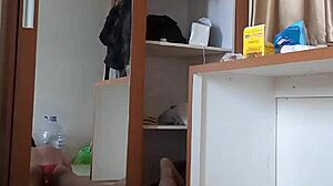 Sexy Gay in Red CD and Mask Plays Anal