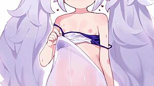 Azur lane character gives feet joi in pantyhose