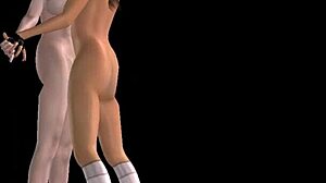 Two cute girls in 3d lesbian sex with strapon 😘