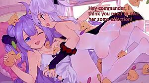 Azur lane character gives feet joi in pantyhose