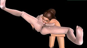 Two cute girls in 3d lesbian sex with strapon 😘