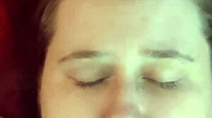 Amateur receives a surprising cumshot on her face.