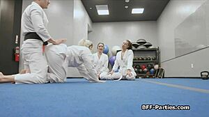 Horny Teen 18+S Engage In Foursome Fucking During Martial Arts Training