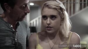 Kinky teen stepdaughter gets wild, taking two cocks in a spitroast frenzy