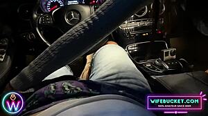 Emotional blowjob from wife while driving